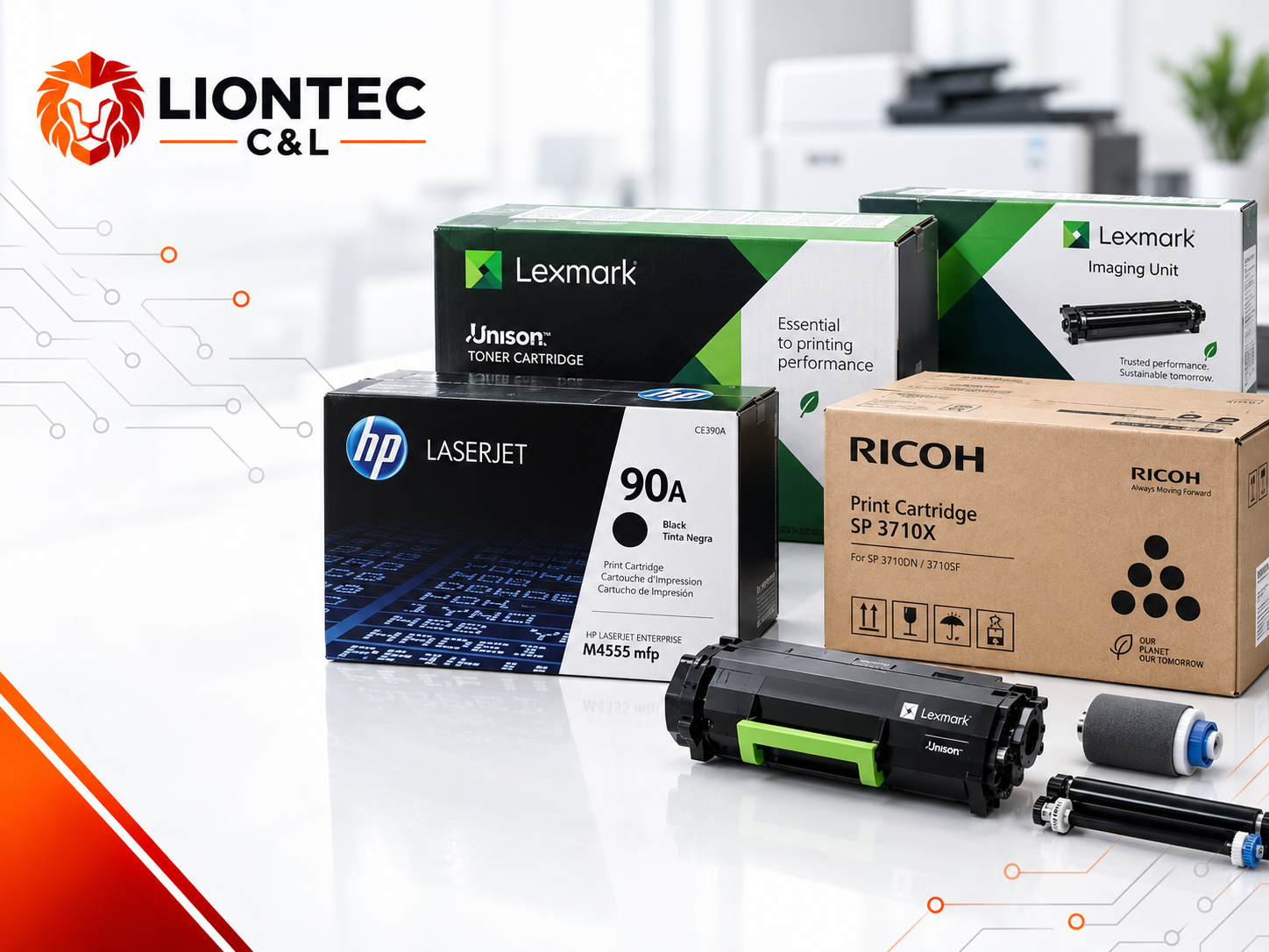 Suministros originales Lexmark, HP y Ricoh para equipos de impresión
